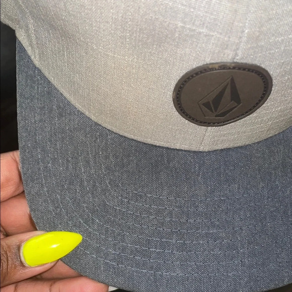 Volcom Blue and Gray Snapback Hat with Logo - Picture 5 of 7